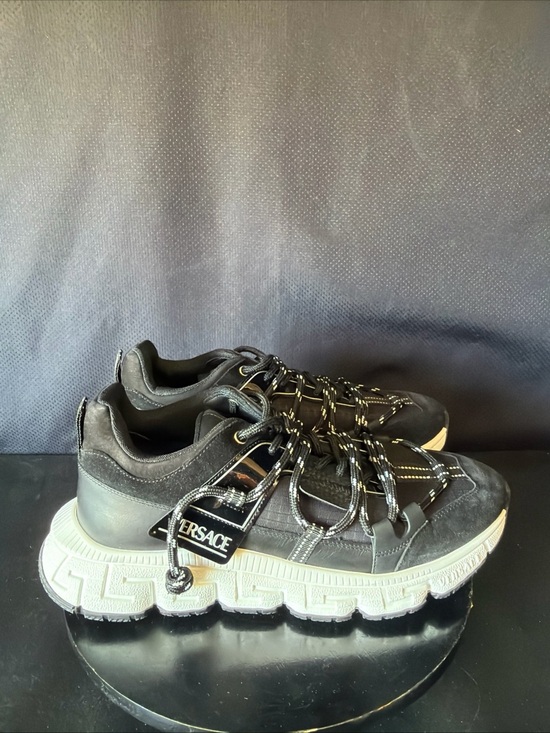 Versace Trigreca Sneakers Men\'s Black Suede Greca Sole EU45 US12 New With COA main image 6